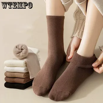 3ks Pribrala Ponožky Ženy Pevné Potu-izolačné a Priedušná pánske Luxusné Ponožky Stredné Rukáv Teplé Bavlnené Ponožky Jeseň Zima