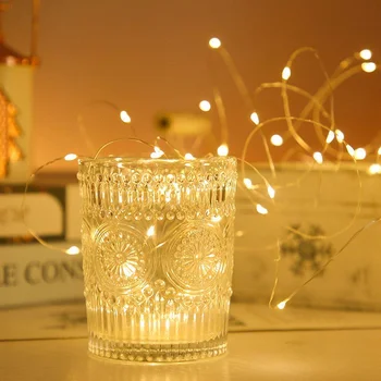 Dovolenka Lampa Medený Drôt String Svetlo Vonkajšie 1M 2M 5M10M LED Girlandy Víla Svetlo na Vianoce Spálňa Svadobné Party Dekorácie