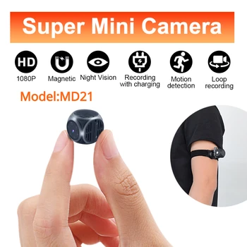 MD21 Mini Kocky Videokamera HD 1080P Senzor Nočné Videnie Kamery Pohybu DVR Micro Tajné Cam Šport DV Video Drobné Akcie Nahrávač