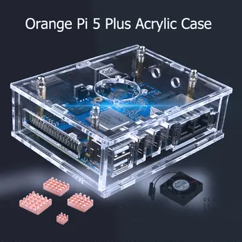 Orange Pi 5 Plus Akryl Prípade Transparentné Shell Krytu Voliteľné Chladiaci Ventilátor chladiče pre Orange Pi 5 Plus