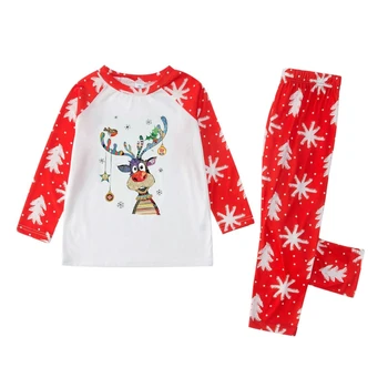 Vianočné Rodič-Dieťa Pajama Nastaviť Vytlačené Domáce Oblečenie Európske a Americké Vianoce Dlho Puzdre Súbor