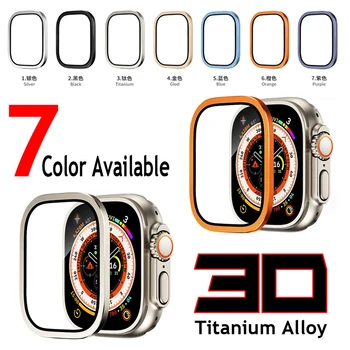 20pcs 3D Titánové Zliatiny Kalené Sklo Screen protector Pre Apple Hodinky Ultra 49 mm, Kovový Rám Prípade
