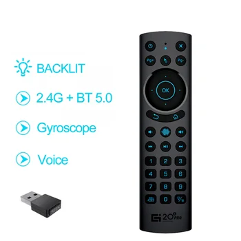 G20S PRO BT5.0 2.4 G Bezdrôtový Smart Hlas Vzduchu Myši Gyroskop, IČ Vzdelávania Podsvietený Diaľkový ovládač pre Android TV BOX