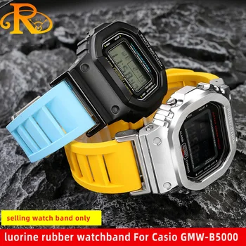 Mäkké šport štýl Pre Casio G-SHOCK série GMW-B5000 malé zlato, striebro upravené Fluóru gumy watchband Rýchle uvoľnenie Náramok