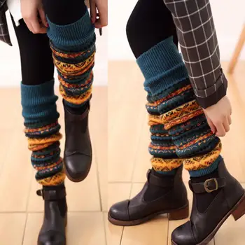 Ponožky Teplé Kolená Vysoké Dlho Módne Zimné Leg Warmers Ženy Háčkovanie Boot Zrastov Boot