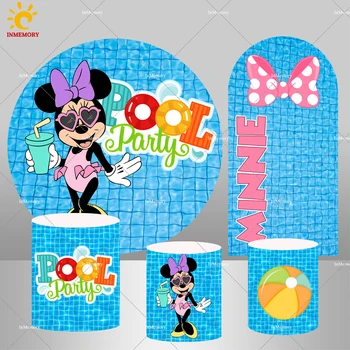 Minnie Mouse Pool Party Dekorácie Princess Dievčatá Narodeniny Arch Kryt Pozadí Na Stenu Kola Kruhu Pozadí Elastické