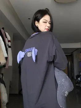 2023 Čína-Elegantné Letné T-shirt pre Ženy okolo Krku Polovicu Rukáv 3D Diabol Voľné Krátkym Rukávom High Street y2k Top Ženy Oblečenie