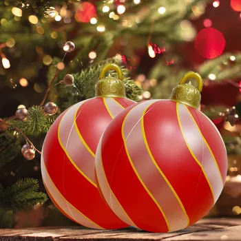60 cm Vonkajšie Vianočné Nafukovacie Zdobené Loptu PVC Obrie Veľké Veľké Gule Vianočný Strom Dekorácie, Hračky Loptu Bez Svetla
