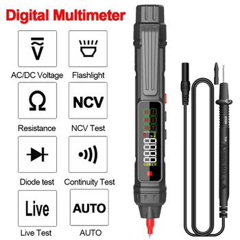 Digitálny Multimeter Digitálny Podsvietenie multimetro Auto Inteligentný Senzor Pero Tester DC AC V, Multi-meter Baterka NCV tester