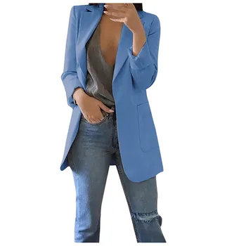 Ženy Cardigan Pevné Otvoriť Predné Obleku s Dlhým Rukávom, Blúzky, Kabát Dámy Business oblečenie jednofarebné Sako 2023