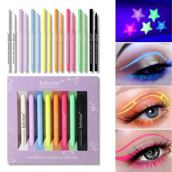 8Pcs/Set UV Žiarivka Neon Creme Gélové Očné linky Pero Nepremokavé Hladké, Hodvábne Eye Liner Ceruzka Make-Up Kozmetika