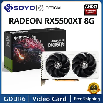 SOYO Pôvodné AMD Radeon RX5500XT 8G Grafická Karta GDDR6 Pamäť Nové GPU Biele Video Herné Karty pre Stolný Počítač, Combo
