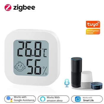 Tuya Zigbee Teplota A Vlhkosť, Senzor Detektora APLIKÁCIE Monitorovania v Reálnom Čase LCD Displej Diaplay Pracuje S Asistent Google