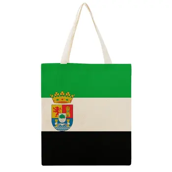Vlajka Extremadura (s erbom) Plátené tašky Zábavné Novinka Veľké Martin Plátno Deka Roll Vysoko Kvalitné Grafické Tašky