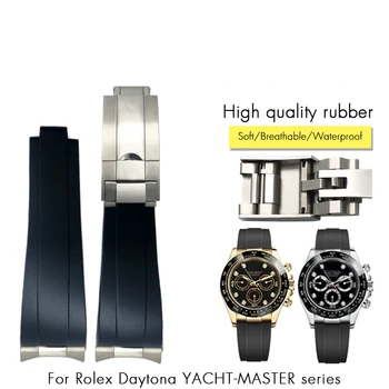 20 mm 21 mm Gumy Krátke Pracky Watchband vhodné pre Rolex Daytona Submariner Úlohu OYSTERFLEX Yacht Master Malé Zápästie Silikónové Popruh