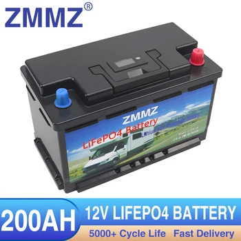 12V 200AH LiFePO4 Batérie, Vstavané BMS Lítium Železa Fosfát Buniek 5000 Cyklov Pre RV Táborníci Golf Cart Solárne Skladovanie + Nabíjačka