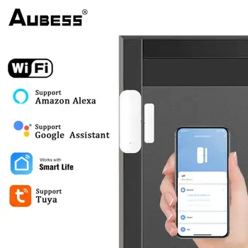 AUBESS Tuya WiFi, Smart Senzor Dverí Dvere Otvorené, Zatvorené Detektory Smart Home Security Protection Alarm Systém Inteligentného Života APP Control