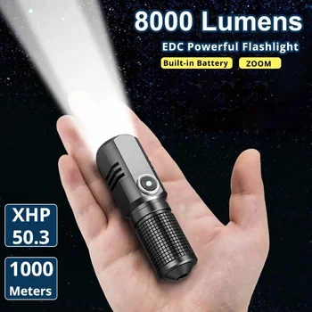 Svetlé Mini Prenosné Baterka USB Nabíjateľné viacúčelové Zoom Baterky Mini Baterka Nepremokavé Camping Svetlo