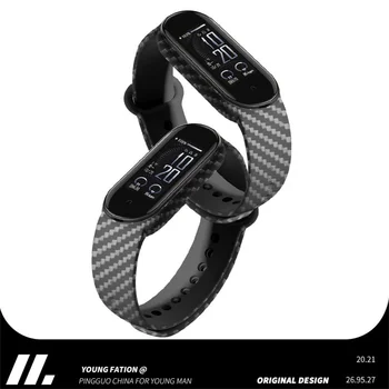 Carbon fiber popruh Pre Mi Band 7 nfc Náramok smartwatch MIband 5 silikónový náramok correa Mi Band 4 5 3 6 príslušenstvo