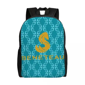 Beneteau Plachetnica Logo Batohy pre Mužov, Ženy, Vode Odolný College School Bag Tlač Bookbag