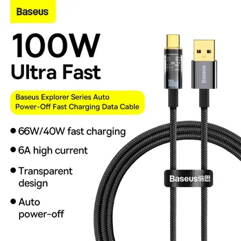Baseus Explorer Séria Auto Power-Off Rýchle Nabíjanie Dátový Kábel USB Typ-C 100W