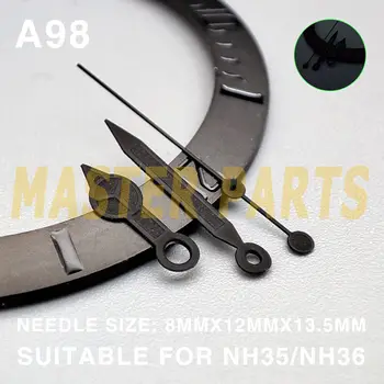 Black Natreté Čiernou Obrubou Tri-kosoštvorec Ruky Hodinky pre Miyota NH35/36 4R/7S/NH38