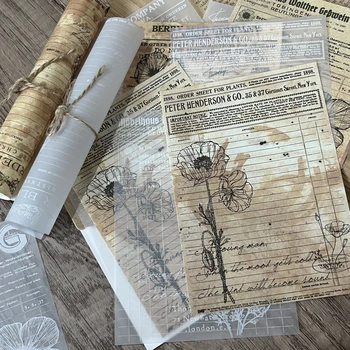 Vintage Kvetinový Rastlín Ručné Starý Materiál Papier Nevyžiadanej Denníka Scrapbooking Dekoratívne Koláž DIY Plavidlá Pozadí Papier