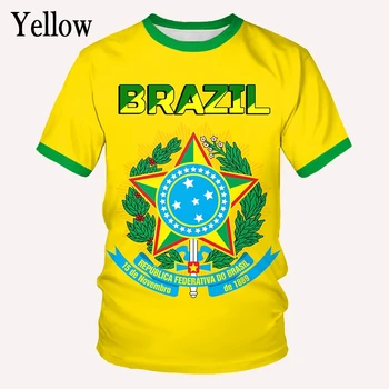 BIANYILONG značky letné T-shirt nové módne Brazília vlajka 3d T-shirt muži/ženy bežné okrúhlym výstrihom, krátky rukáv športy