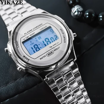YIKAZE Luxusné Digitálne pánske Hodinky Muži Ženy Unisex Nehrdzavejúcej Ocele Vojenské Športové náramkové hodinky Podnikania Elektronický Muž Hodiny
