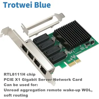 PCI-E slot karty PCI Express Sieťová karta 4 port RJ45 gigabit sieťová karta realtek 8111H win 7 notebooku ethernet
