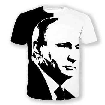 Ruský líder Vladimir Putin vytlačené T-shirt lete o krk s ramenami krátke úrovni tričko nadrozmerné Top