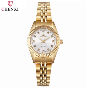 CHENXI Značky Top Luxusné Dámske Zlaté Hodinky pre Ženy Hodiny Žena dámske Šaty Drahokamu Quartz Nepremokavé náramkové hodinky