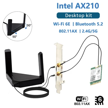 3000Mbps pre Intel AX210 Wi-Fi 6E M. 2 Plochu Auta 2.4 G 5G 6Ghz Bluetooth 5.3 802.11 ax/ac AX210NGW Bezdrôtovú Kartu Adaptér Antény