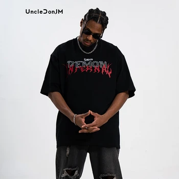 UncleDonJM Demon T Košele pre Mužov Streetwear Grafické T Košele Mužov Oblečenie Letné Bavlna Vintage T Shirt Y2k T Shirt Homme