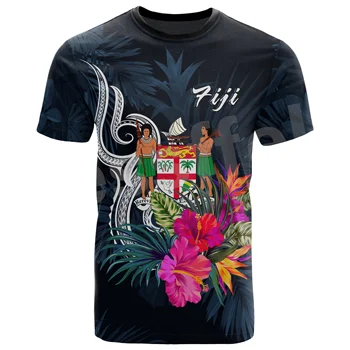 Pánske a dámske Krátke Rukávy T-shirts, Bežné Street Oblečenie s 3D Vytlačené Vlajky Fidži Polynézskej Rugby Kmeňa Korytnačka