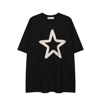 2023 New Star List Vysokou Hustotou, Výšivky Bavlnené tričko Fashion Nadrozmerné Pohodlné Mužov a Žien T-shirt