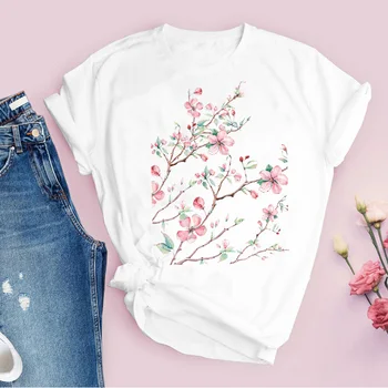 Ženy Grafické Kvet Kvetinové Módne Bežné Roztomilý 90. rokov Štýle Vintage Lady Tees Tlač Topy Oblečenie Žien T Shirt Dámske Tričko