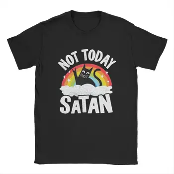 Muži T-Shirt Nie Je Dnes Satan Zábavné Ťažkých Kovov Zábavné Bavlnené Tričká Krátky Rukáv Mačka Milenca Tričko Okolo Krku Topy Darček