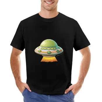 Roztomilý Kreslený UFO 3 - Zábavné a Hravé Cudzie kozmická Loď Dizajn T-Shirt úžasný t košele, tričká pre mužov