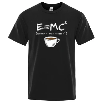 2023 Módne Energie=Mlieko+Káva Vytlačené pánske T-shirt Bežné, Priedušná, Zábava, Pohodlné, Voľné kovanie T-shirt Ulice Plus Si