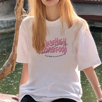 Mcdv Bublina Písma Tlač 100% Bavlna Americký Krátke Sleeve T-Shirt pre Ženy Príležitostné Voľné kórejský Elegantný Dizajn pre Mužov Hiphopt-Shirt