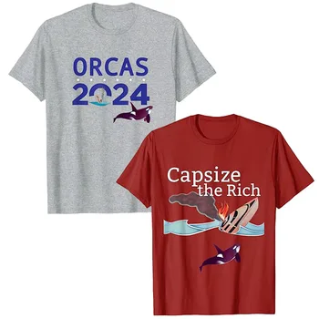 Prevrátiť Bohaté T-Shirt Orcas 2024 Tee Topy Humor Zábavné Plavby Loďou, Seacraft, Tichom Grafické Oblečenie Politický Vtip Oblečenie, Darčeky