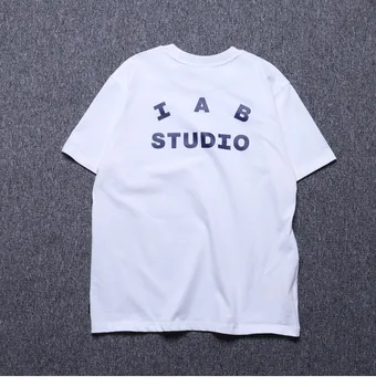 IAB Studio List Tlač kórejský High Street Voľné Všestranný Muž Pár Okrúhlym Výstrihom, Krátky Rukáv T-Shirt Top Tee Mužov Streetwear