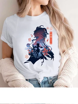 Bavlna Japonský Ganyu Dievčenské Krátke Sleeve T-shirt Ženy Tričko Grafické T Košele Estetické Oblečenie Y2k Top