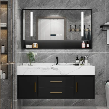 Mramorovou Doskou Smart Kúpeľni, Umývadlo Kabinet Moderný Minimalistický Kúpeľni, Umývadlo, Zrkadlo, Umývadlo Kabinet Zmes