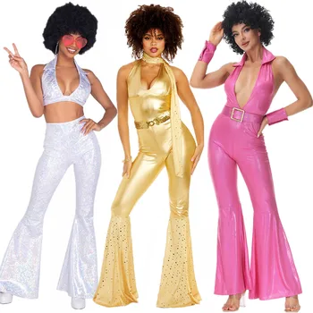 Purim Retro Party 60. rokoch 70-tych rokoch Hippie Kostým Ženy Hippies, Rock, Disco Oblečenie Cosplay Halloween Maškarný kostým Sexy Jumpsuit