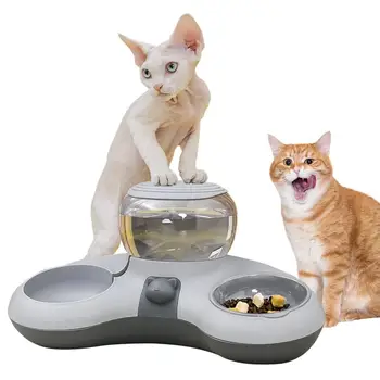 Dvojité Pes, Mačka Misy Odnímateľný Stresu Pet Mačka Feeder Jedlo 1.4 L Zásobník Vody Dizajn Non-Protišmykové Dvojité Misy Nastaviť Misy