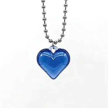 Láska Srdce Náhrdelník Y2K Letné Svadobné Šperky Modrá Ružové Srdce Prívesok Náhrdelníky pre Mužov, Ženy
