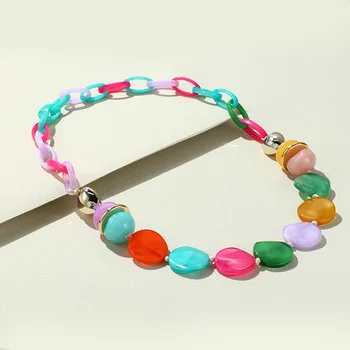 Vintage Farebné Guľôčky Náhrdelník Prívesok pre Ženy Trend Boho Korálkové Choker Náhrdelník pre Dievčatá Letné Beach Výlet Príslušenstvo Šperky