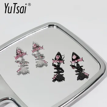 YUTSAI Módne Čierne Biele Fishbone Drop Náušnice Romantické Ružové Drahokamu Geometrické Náušnice pre Ženy YT1457